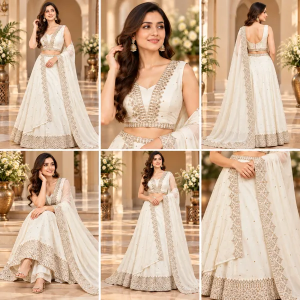 Off_White_Vichitra_Silk_Lehenga_Blouse_And_Dupatta_For_Women