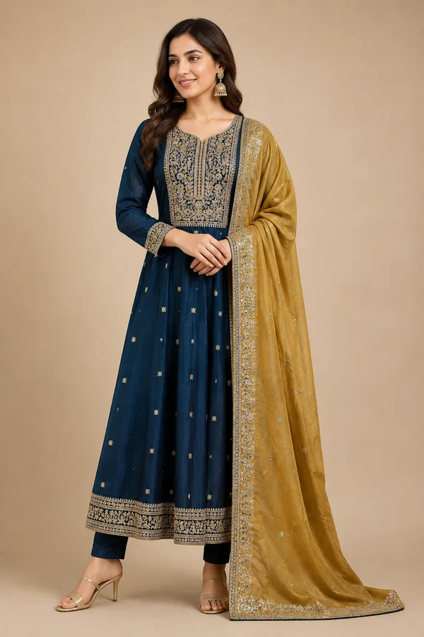 Blue_Cotton_Kurta_Set_For_Women