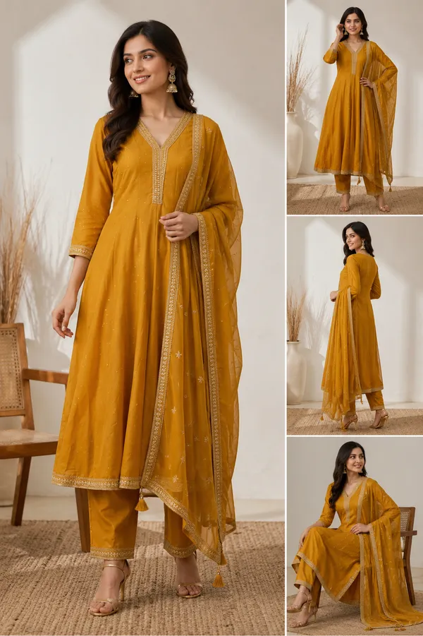 Yellow_Cotton_Kurta_Set_For_Women