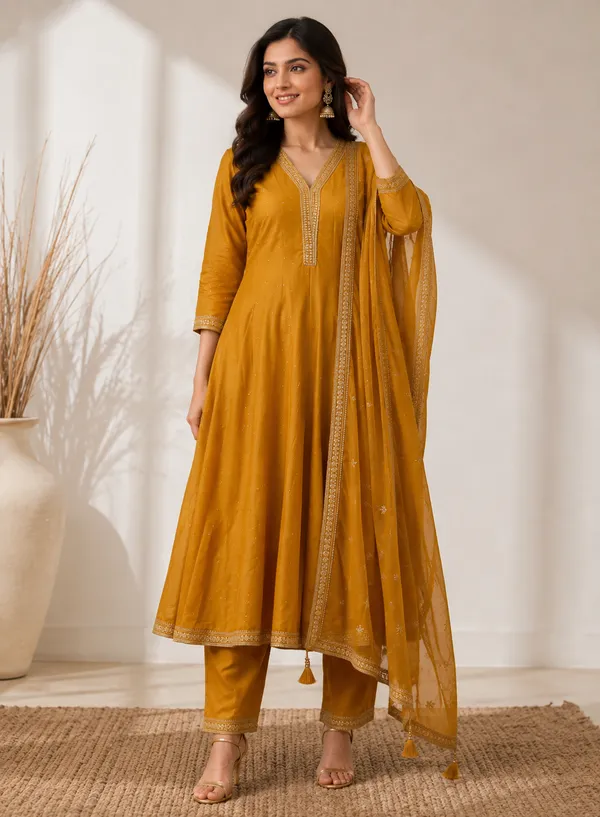 Yellow_Cotton_Kurta_Set_For_Women