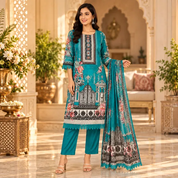 Blue_Maslin_Kurta_Set_For_Women