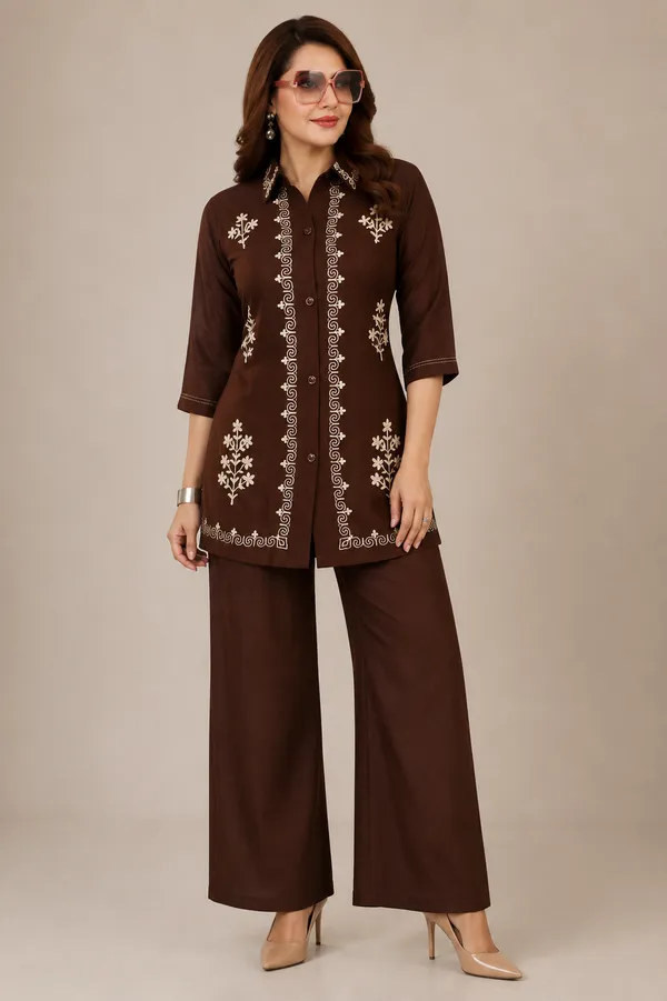 Brown_Cotton_Co-Ord_Set_For_Women