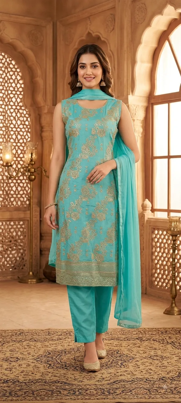 Blue_Cotton_Kurta_Set_For_Women