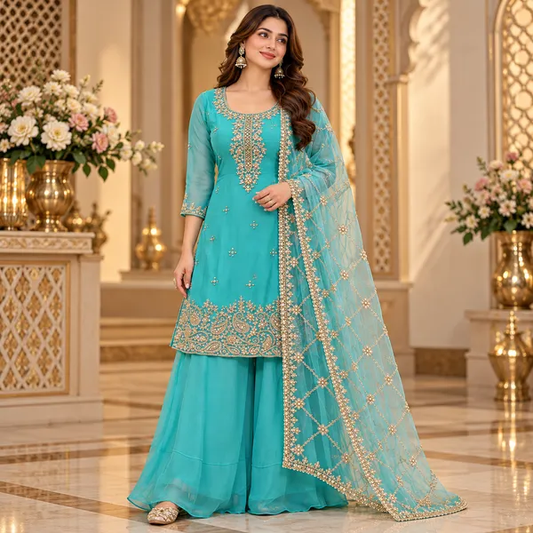 Sea_Green_Georgette_Plazo_Set_For_Women