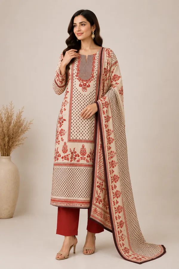 Cream_Cotton_Kurta_Set_For_Women