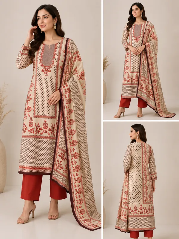 Cream_Cotton_Kurta_Set_For_Women