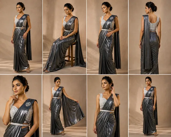 Grey_Black_Lycra_Saree_Blouse_And_Dupatta_For_women