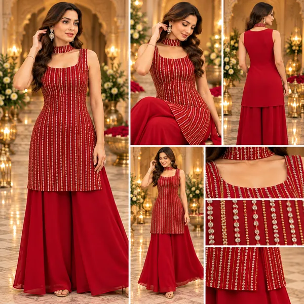 Red_Zari_and_Stone_Work_Georgette_Plazo_Set_For_Women