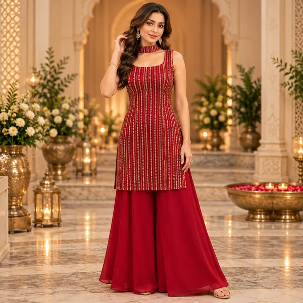 Red_Zari_and_Stone_Work_Georgette_Plazo_Set_For_Women