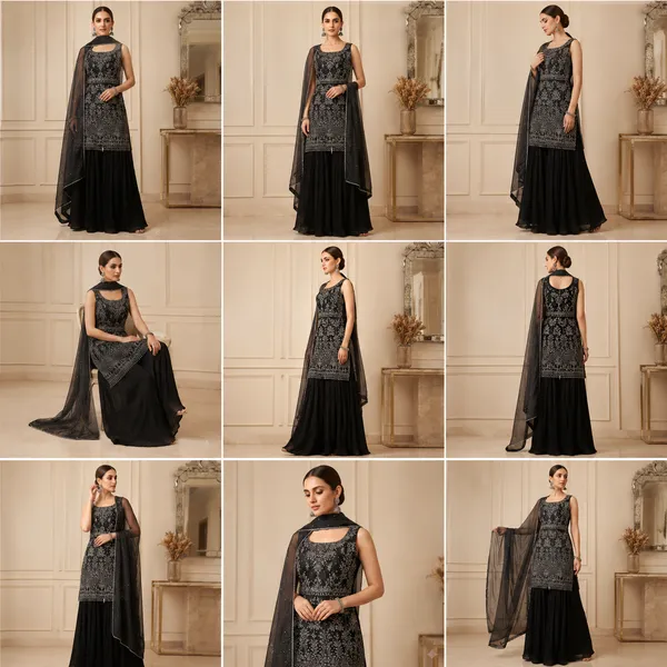 Black_Net_Kurta_Set_For_Women