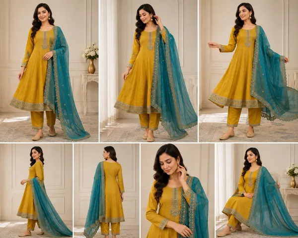 Lemon_Yellow_Vichitra_Anarkali_With_Contrast_Dupatta_Top_Pant_Dupatta_Set_For_Women