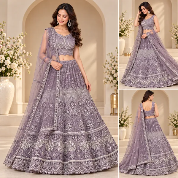 Lavender_Net_Lehenga_Blouse_And_Dupatta_For_Women