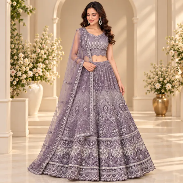 Lavender_Net_Lehenga_Blouse_And_Dupatta_For_Women