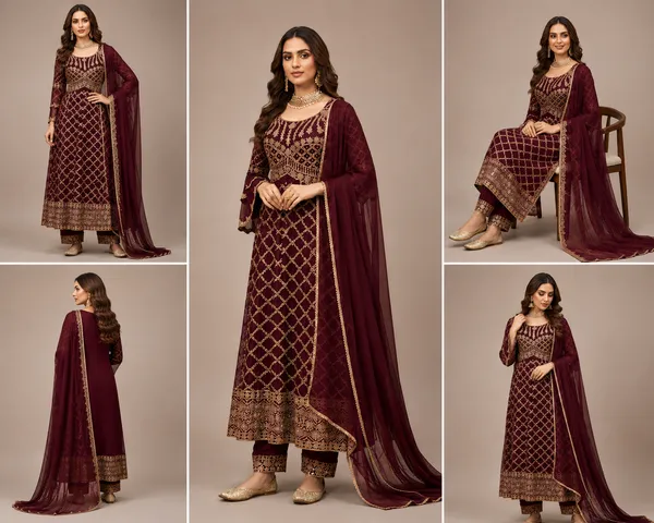 Wine_Georgette_Kurta_Set_For_Women