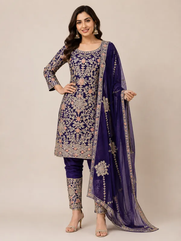 Purple_Georgette_Kurta_Set_For_Women