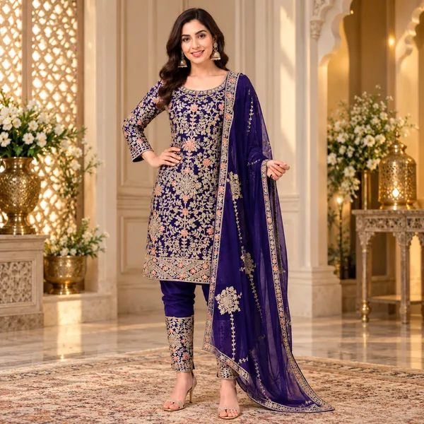 Purple_Georgette_Pant_Set_For_Women