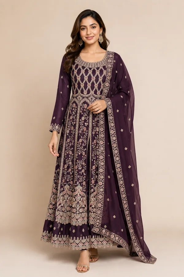 Wine_Vichitra_Kurta_Set_For_Women