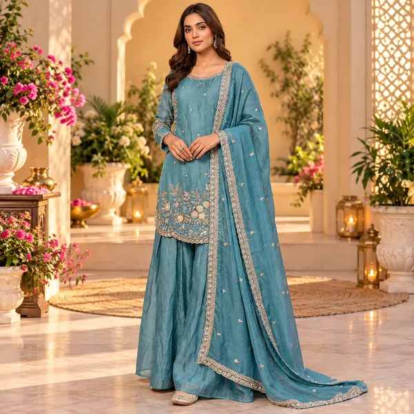 Blue_Shimmer_Plazo_Set_For_Women