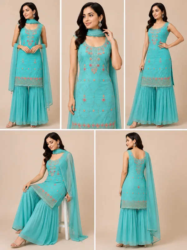 Sky_Blue_Georgette_Kurta_Set_For_Women