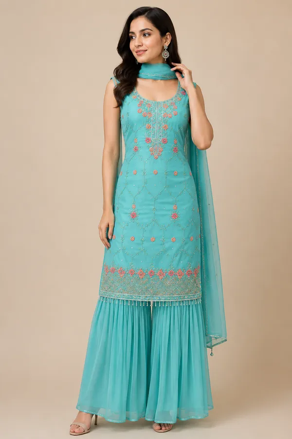 Sky_Blue_Georgette_Kurta_Set_For_Women