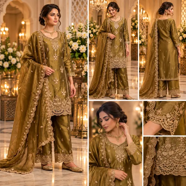 Mehendi_Green_Shimmer_Plazo__Set_For_Women