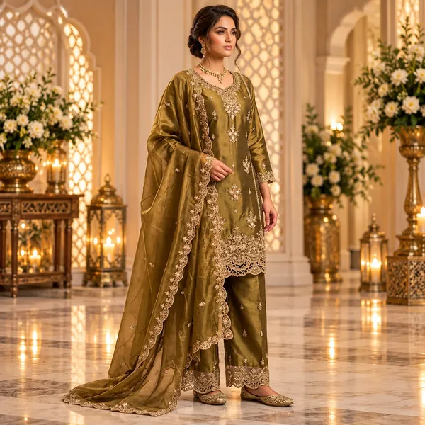 Mehendi_Green_Shimmer_Plazo__Set_For_Women