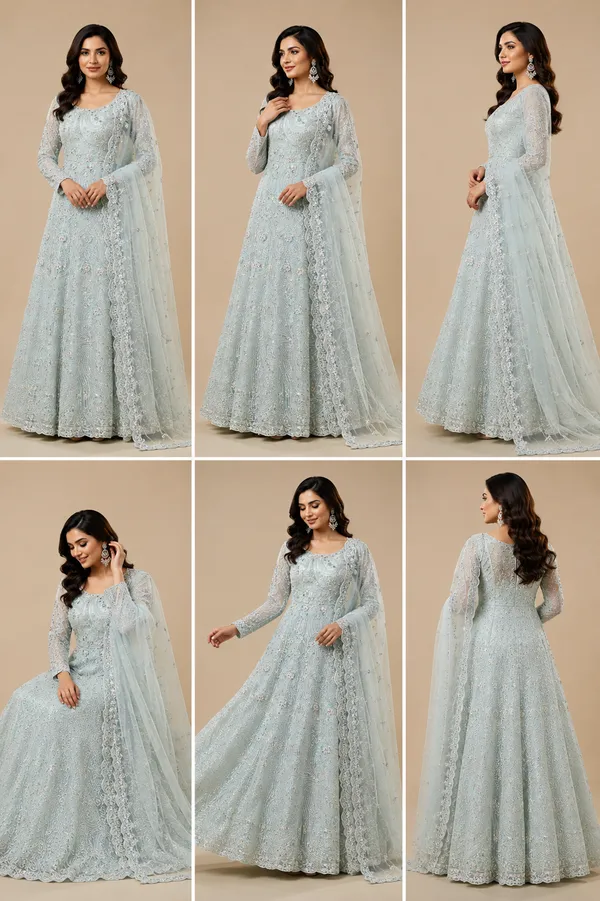Sky_Blue_Cotton_Gown_And_Dupatta_For_Women