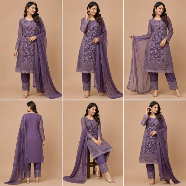 Lavender_Net_Kurta_Set_For_Women