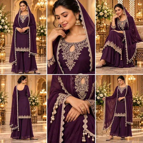 Lavender_Georgette_Plazo_Set_For_Women