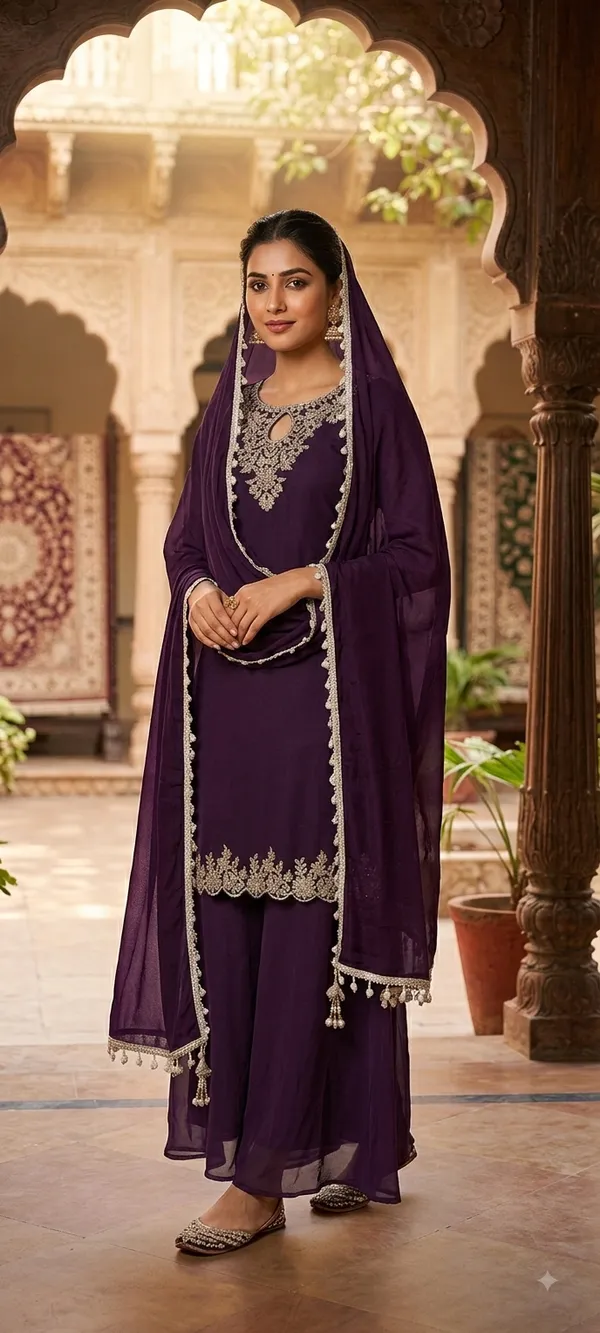 Lavender_Georgette_Kurta_Set_For_Women