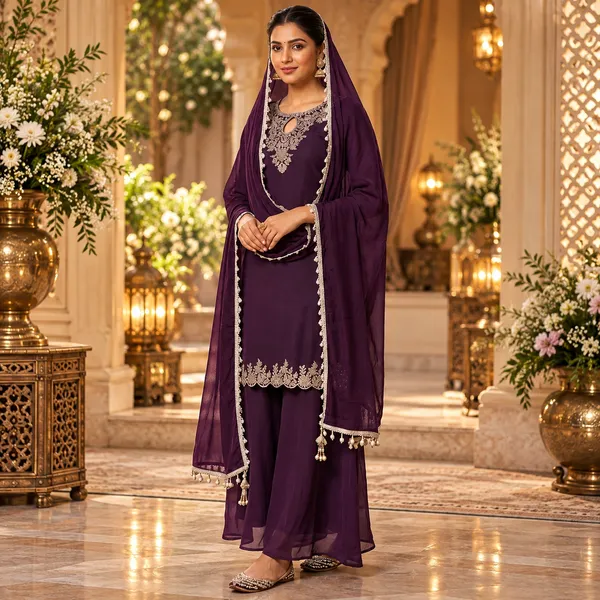Lavender_Georgette_Plazo_Set_For_Women