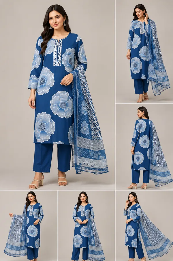 Blue_Cotton_Kurta_Set_For_Women