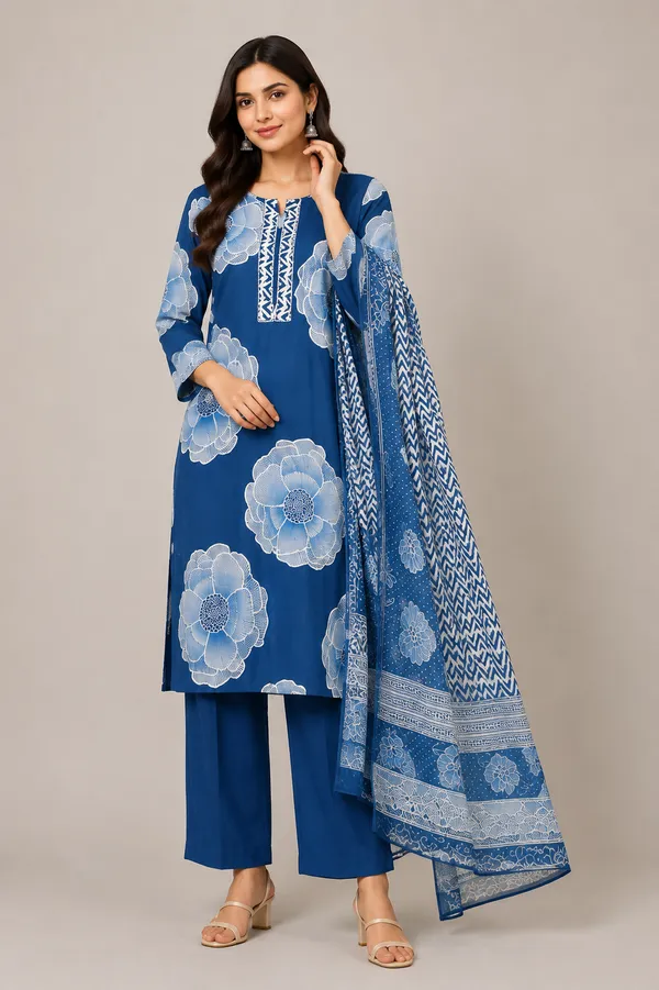 Blue_Cotton_Kurta_Set_For_Women