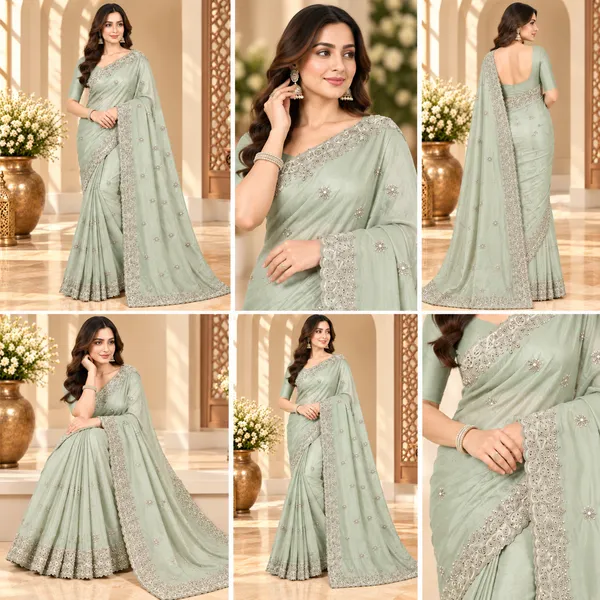 Pista_Green_Satin_Saree_With_Blouse_Piece_For_women