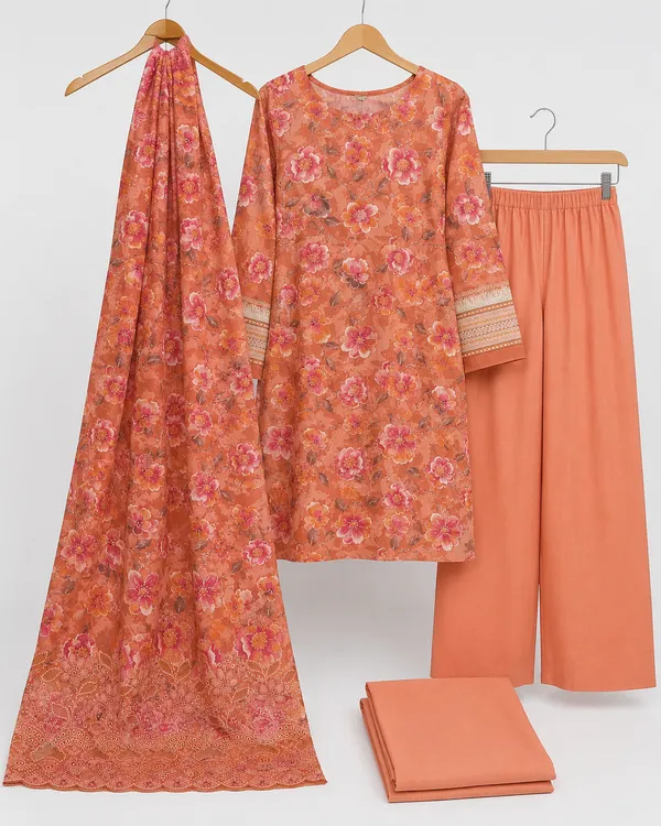 Peach_Cotton_Unstitched_Kurta_Set_For_women