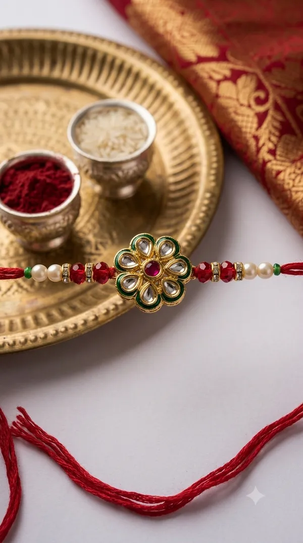 Red_Thread_Floral_Stone_Rakhi
