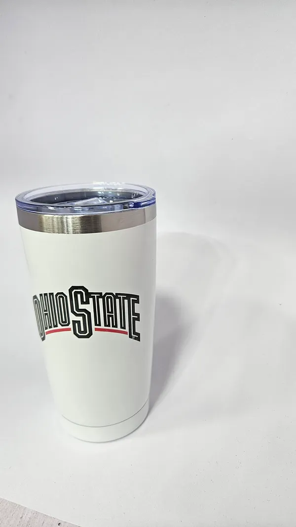 White_Metallic_Rim_Travel_Tumbler