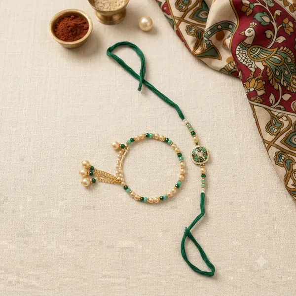 Green_Thread_Beaded_Rakhi_for_Brother