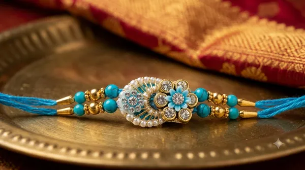 Blue_Beaded_Floral_Rakhi_for_Brother