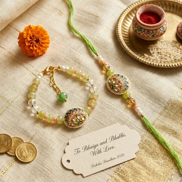 Multicolor_Beaded_Rakhi_Set_for_Brother_And_Bhabhi