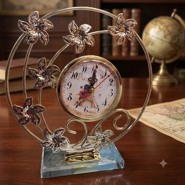 Metal_Floral_Analog_Table_Clock