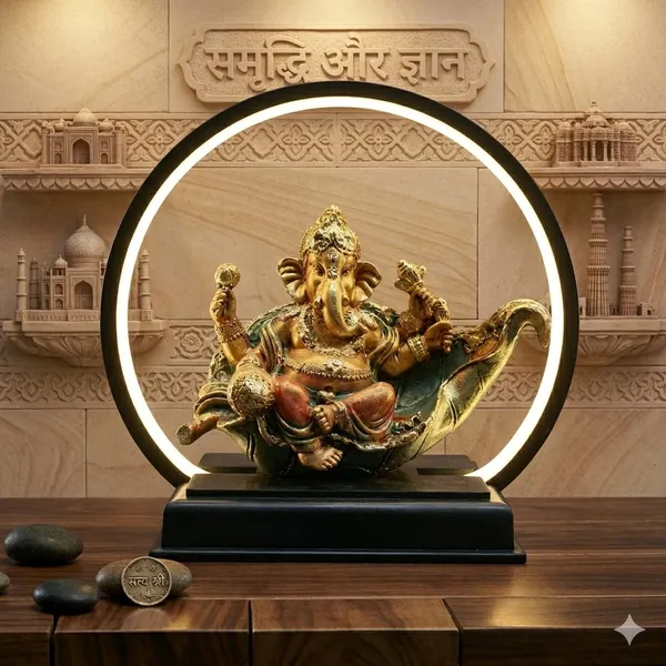 Golden_Traditional_Ganesha_LED_Ring_Showpiece