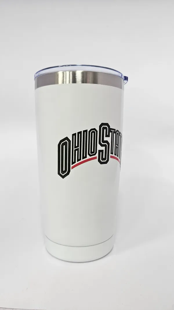 White_Metallic_Rim_Travel_Tumbler