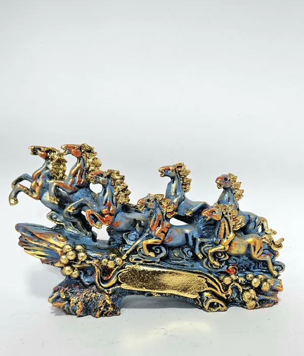 Blue_And_Gold_Ornate_Running_Horses_Decorative_Figurine