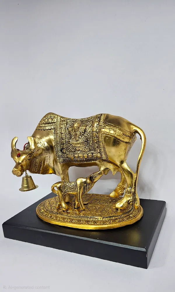 Gold_Tone_Religious_Cow_And_Calf_Figurine