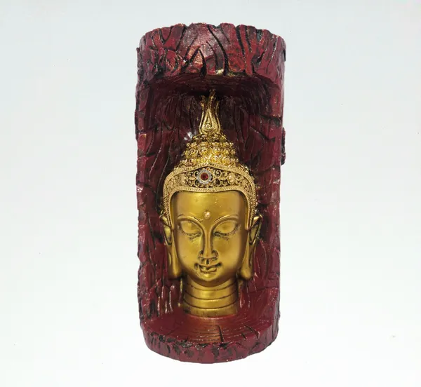 Maroon_Buddha_Relief_Cylindrical_Decorative_Showpiece