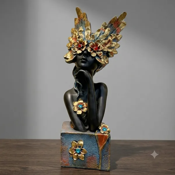 Abstract_Woman_Floral_Headdress_Decorative_Sculpture