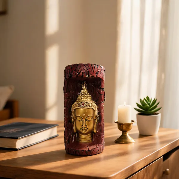 Maroon_Buddha_Relief_Cylindrical_Decorative_Showpiece