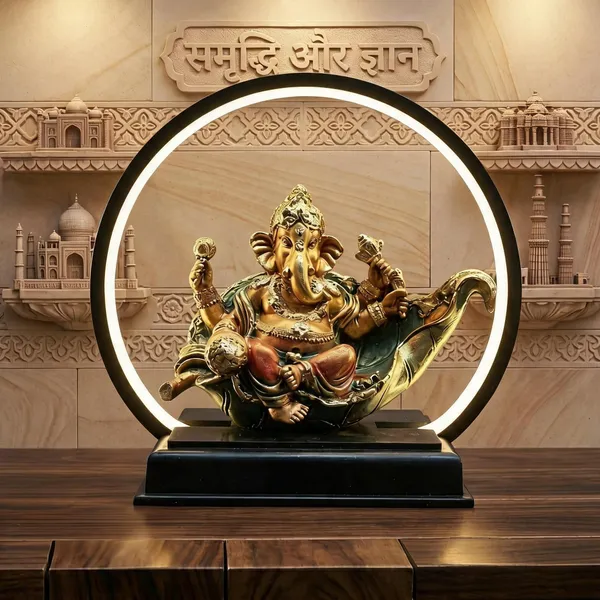 Golden_Traditional_Ganesha_LED_Ring_Showpiece