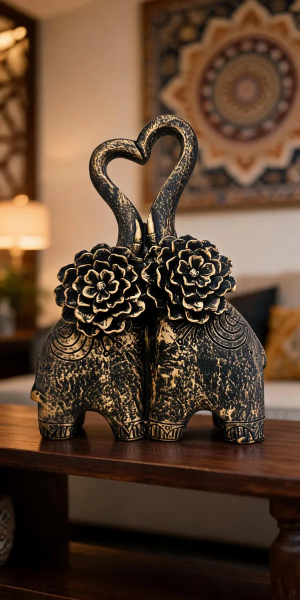 Black_Gold_Floral_Elephant_Couple_Decorative_Showpiece